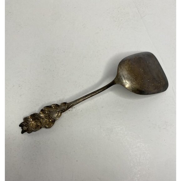 Reed & Barton Rose Leaf Silver Plated Shovel Sugar Spoon Collectible Vintage - Picture 6 of 9